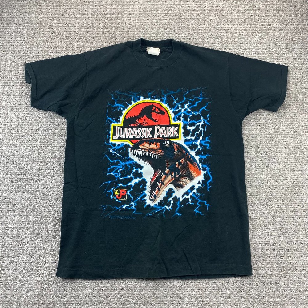 Vintage Jurassic Park 1993 Promo Shirt Men XL Black Single Stitch Novel TEEZ 90s